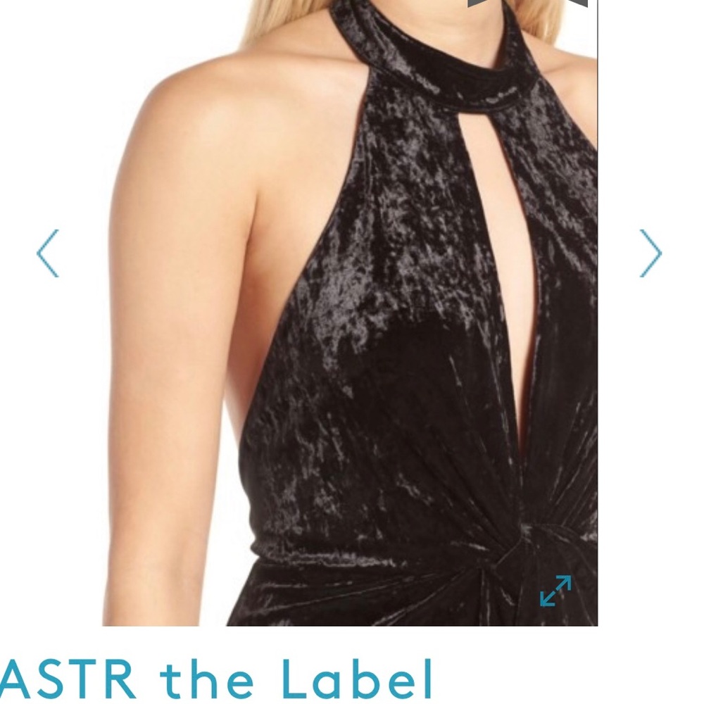ASTR The Label. Loretta black velvet romper, small